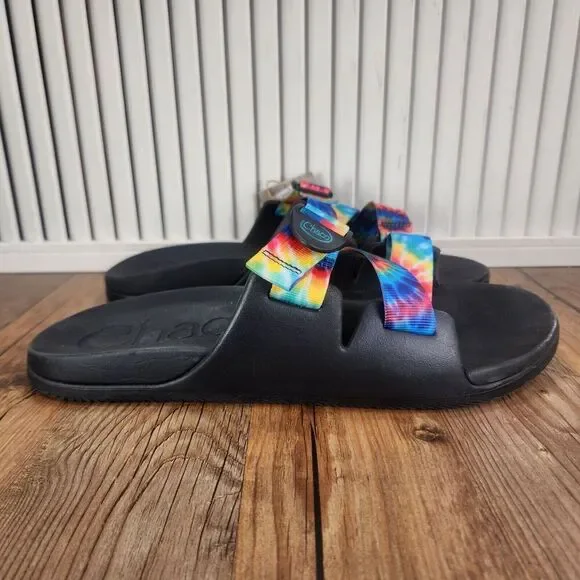 Chaco Chillos Slides Sandals Mens Sz 12 Black Tie Dye Hippie Beach Sun JCH108033 - Picture 1 of 12